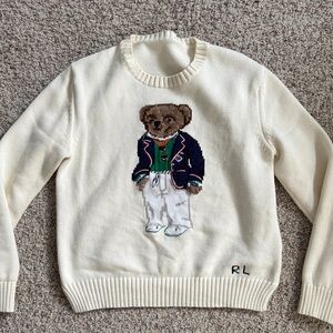Cream Sweater with Bear Design